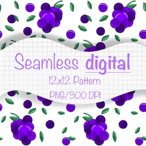 Seamless PNG Grape Pattern Transparent Background Digital Download-Not A Physical Product