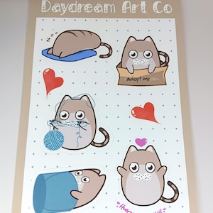 Cute Fat Cat Sticker Sheet, Matte Sticker Sheet, Planner Sticker, Journaling Sticker, Cat Stickers, Cute Sticker, Kawaii Sticker