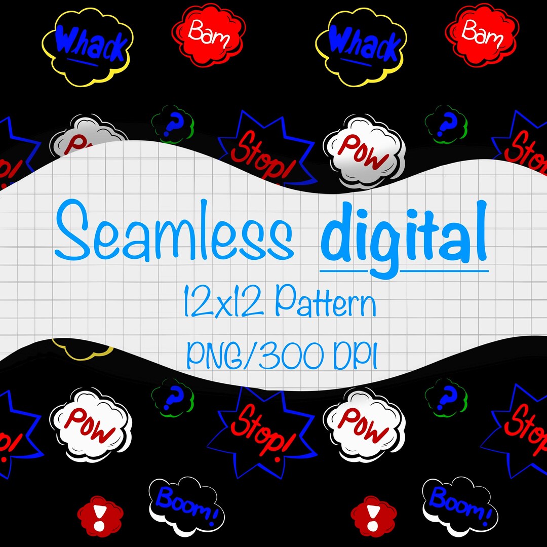 Seamless Transparent Comic PNG Pattern Digital Download-not A Physical ...