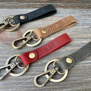 Monogrammed Keychain, Leather Keyfob, Coordinates Keychain, Drive Safe Keychain, Date Keychain, Christmas Gifts