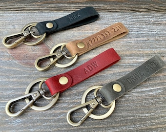 Monogrammed Keychain, Leather Keyfob, Coordinates Keychain, Drive Safe Keychain, Date Keychain, Christmas Gifts