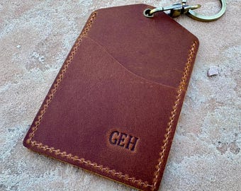 Custom Leather ID Holder Christmas Gift, Personalized Badge Holders