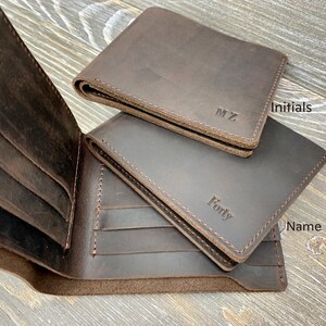 Mens Leather Wallet, Personalized Bifold Wallet, Monogrammed Wallet, Birthday Gift for Him, Leather Anniversary Gift, Fathers Day Gift image 9