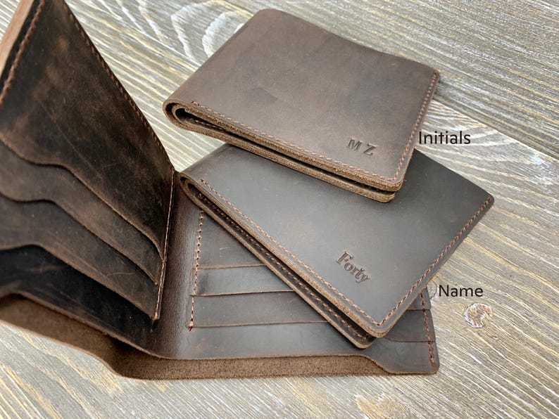 Mens Leather Wallet, Personalized Bifold Wallet, Monogrammed Wallet, Birthday Gift for Him, Leather Anniversary Gift, Fathers Day Gift image 9