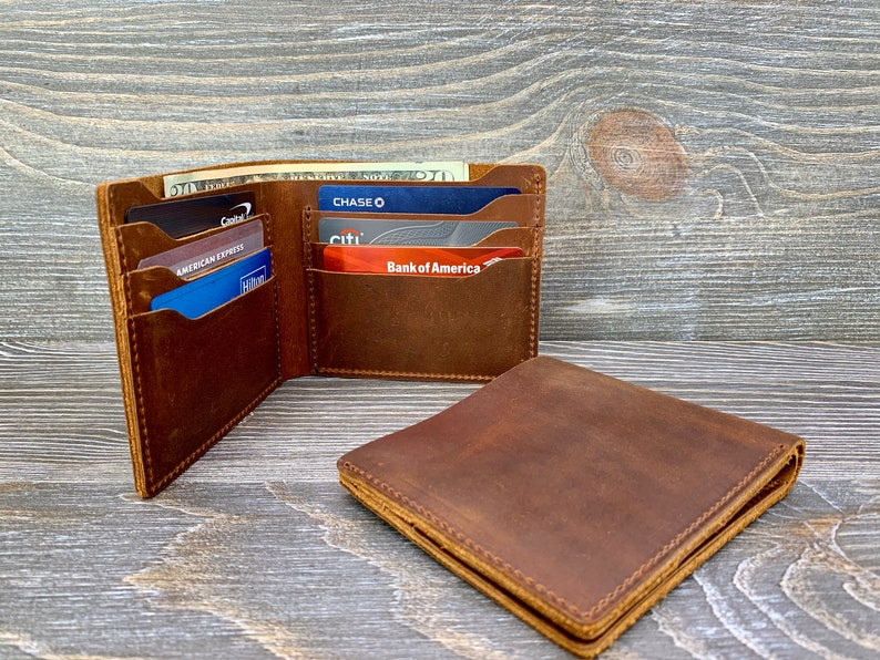 Mens Leather Wallet Personalized Bifold Wallet Monogrammed Etsy