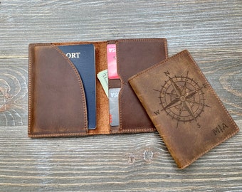 Leather Passport Wallet, Passport Sleeve, 2nd Anniversary Gift, Honeymoon Gifts