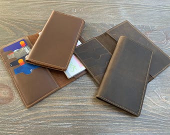 Custom Leather Checkbook Cover, Monogrammed Long Wallet -  Personalized Christmas Gift for Dad
