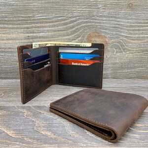 Mens Leather Wallet, Personalized Bifold Wallet, Monogrammed Wallet, Birthday Gift for Him, Leather Anniversary Gift, Fathers Day Gift image 3