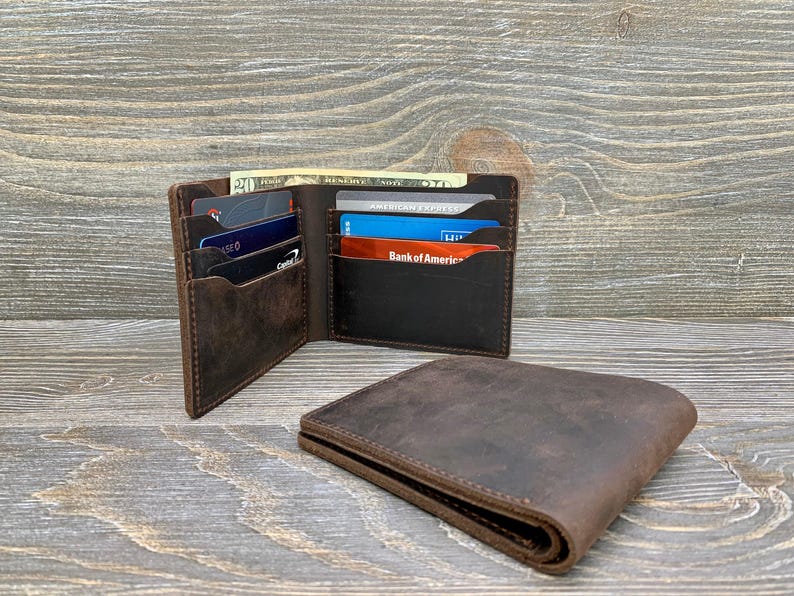 Mens Leather Wallet, Personalized Bifold Wallet, Monogrammed Wallet, Birthday Gift for Him, Leather Anniversary Gift, Fathers Day Gift image 3