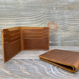 Billetera, Billetera de cuero para hombre, Billetera plegable personalizada, Billetera con monograma, Billetera de cuero minimalista, Regalo de San Valentín para él, Etsy