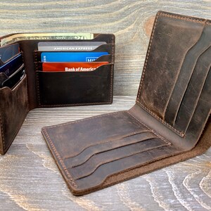Mens Leather Wallet, Personalized Bifold Wallet, Monogrammed Wallet, Birthday Gift for Him, Leather Anniversary Gift, Fathers Day Gift image 2