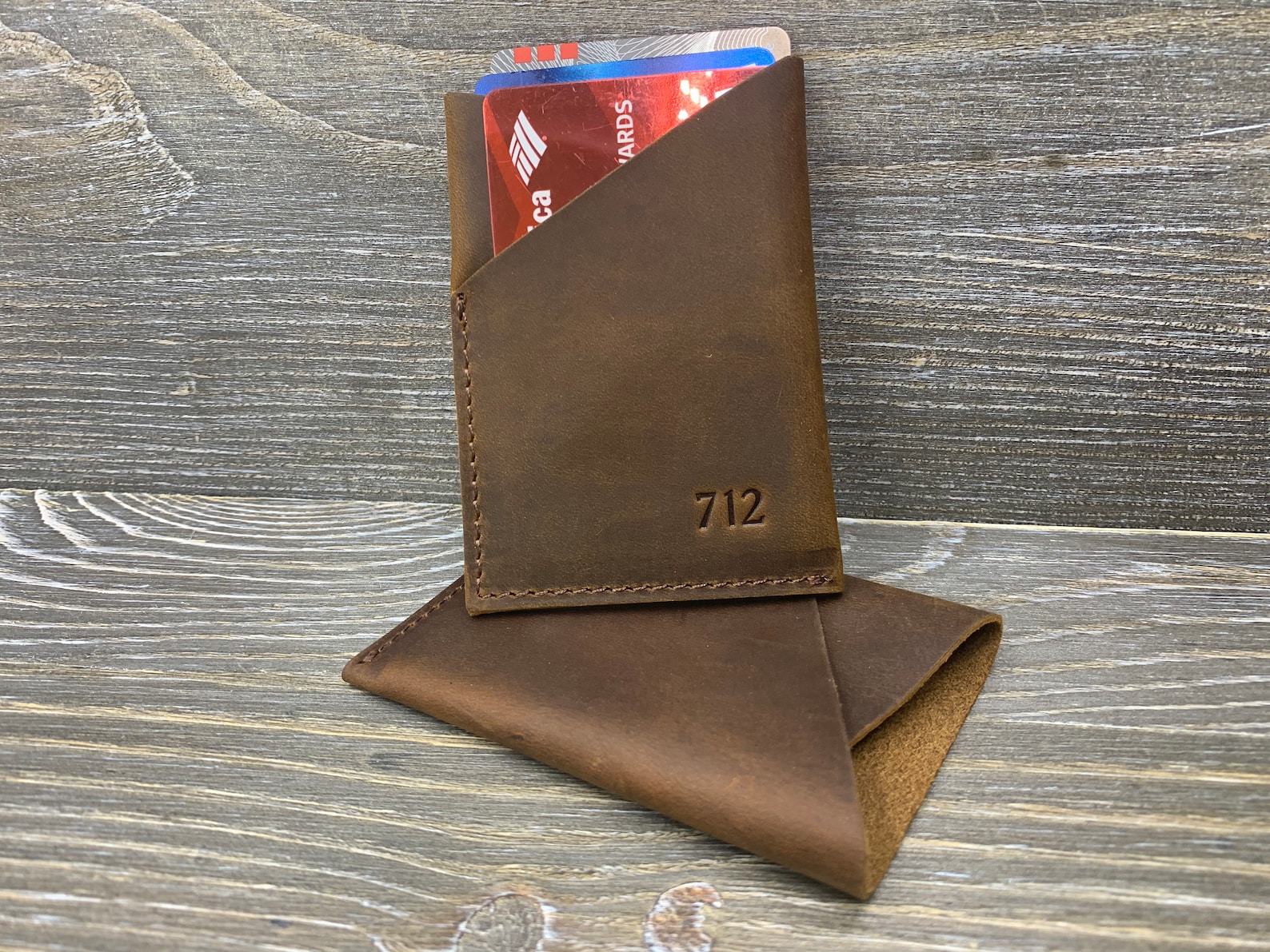 Mens Leather Card Sleeve Personalized Credit Card Wallet Etsy