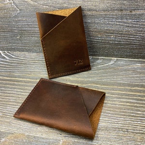 Funda de cuero para tarjetas de crédito para hombre, billetera personalizada para tarjetas de crédito, tarjetero de cuero delgado, billetera de cuero minimalista, billetera de cuero con monograma