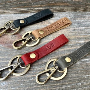 Personalized Leather Keychain, Key Fob, Custom Keychain, Leather Initial Keychain, Quick Anniversary Gift, Hot Stamping Keychain