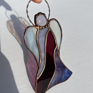 Attrape-soleil en vitrail ange gardien - cadeau d'ornement en verre commémoratif - cadeau meilleur ami-ornement suspendu pour fenêtre pour la fête des mères