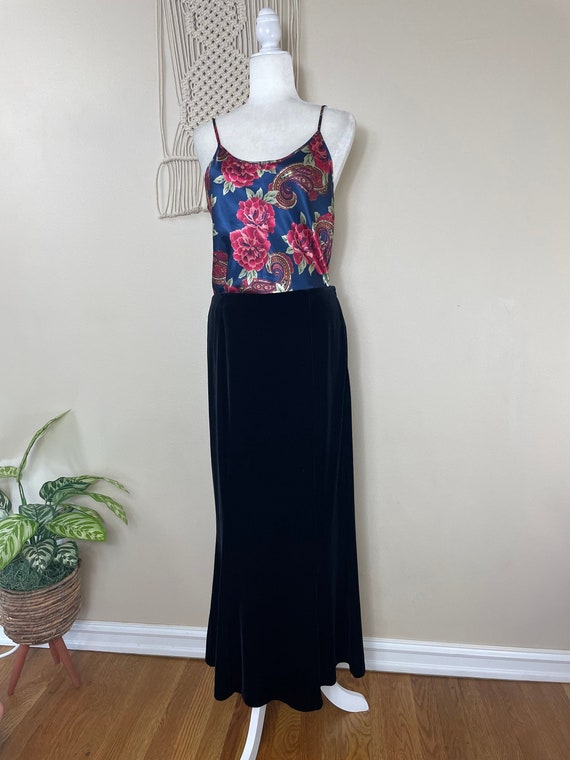 90s vintage black velour maxi mermaid skirt size 1