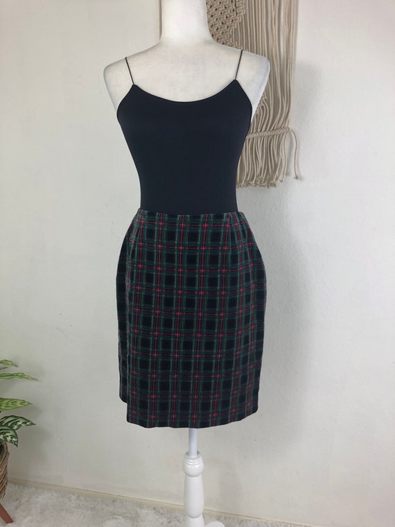 90s vintage velveteen plaid holiday mini skirt siz