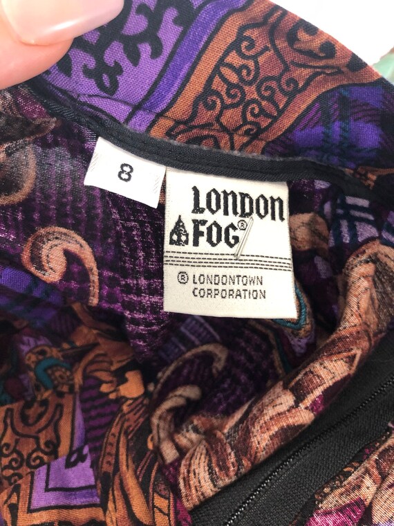 80s vintage London Fog purple scarf print high wa… - image 7