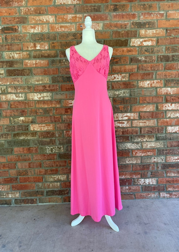 vintage 1960s barbie pink empire waist maxi dress… - image 1