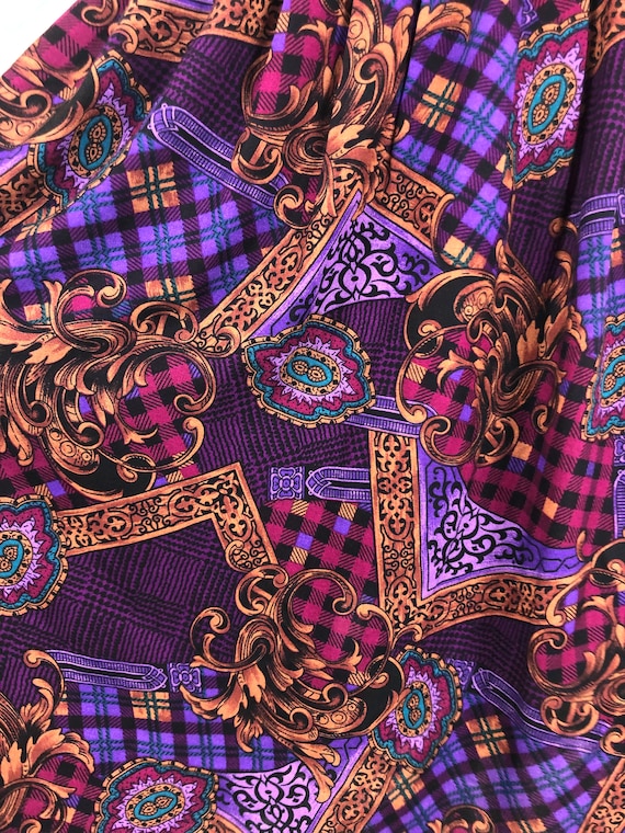 80s vintage London Fog purple scarf print high wa… - image 6