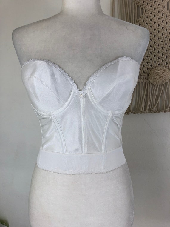Vintage Carnival Corset Bustier White Lace Underwire 36C Back Closure Size  36 C - $28 - From August
