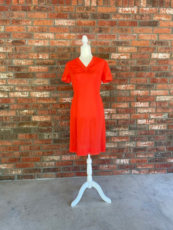 70s vintage Rona red cotton dress size 6 Small gau