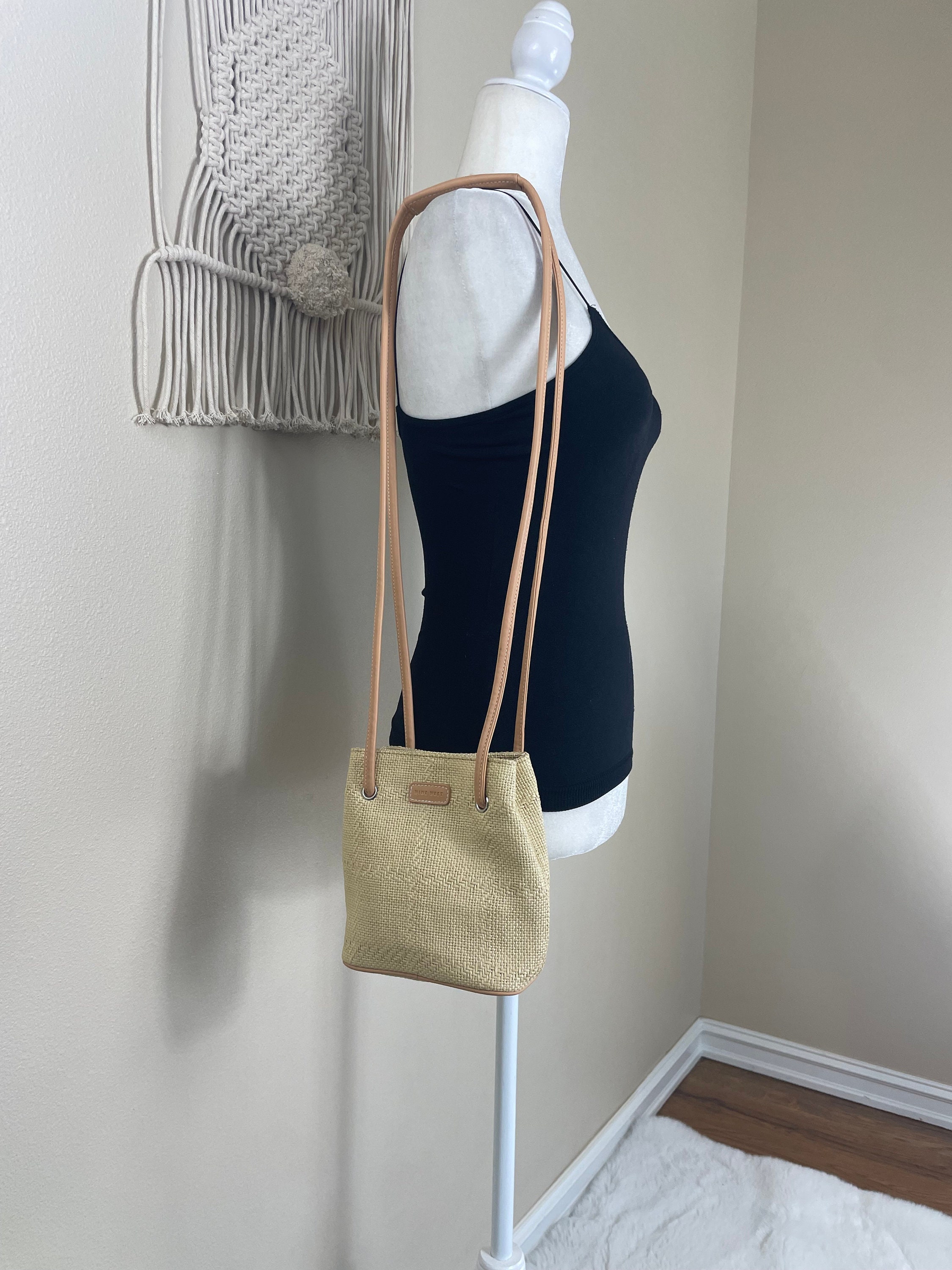 Vintage 90s Nine West Small Shoulder Bucket Bag Purse 1990s