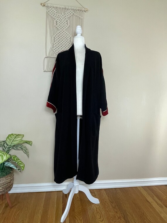 70s Vintage Pierre Cardin Mens Velour Robe Size M L Mod Black Red Minimal Simple Lounge Casual at Home Resort Vacation Bath Designer Fashion Etsy