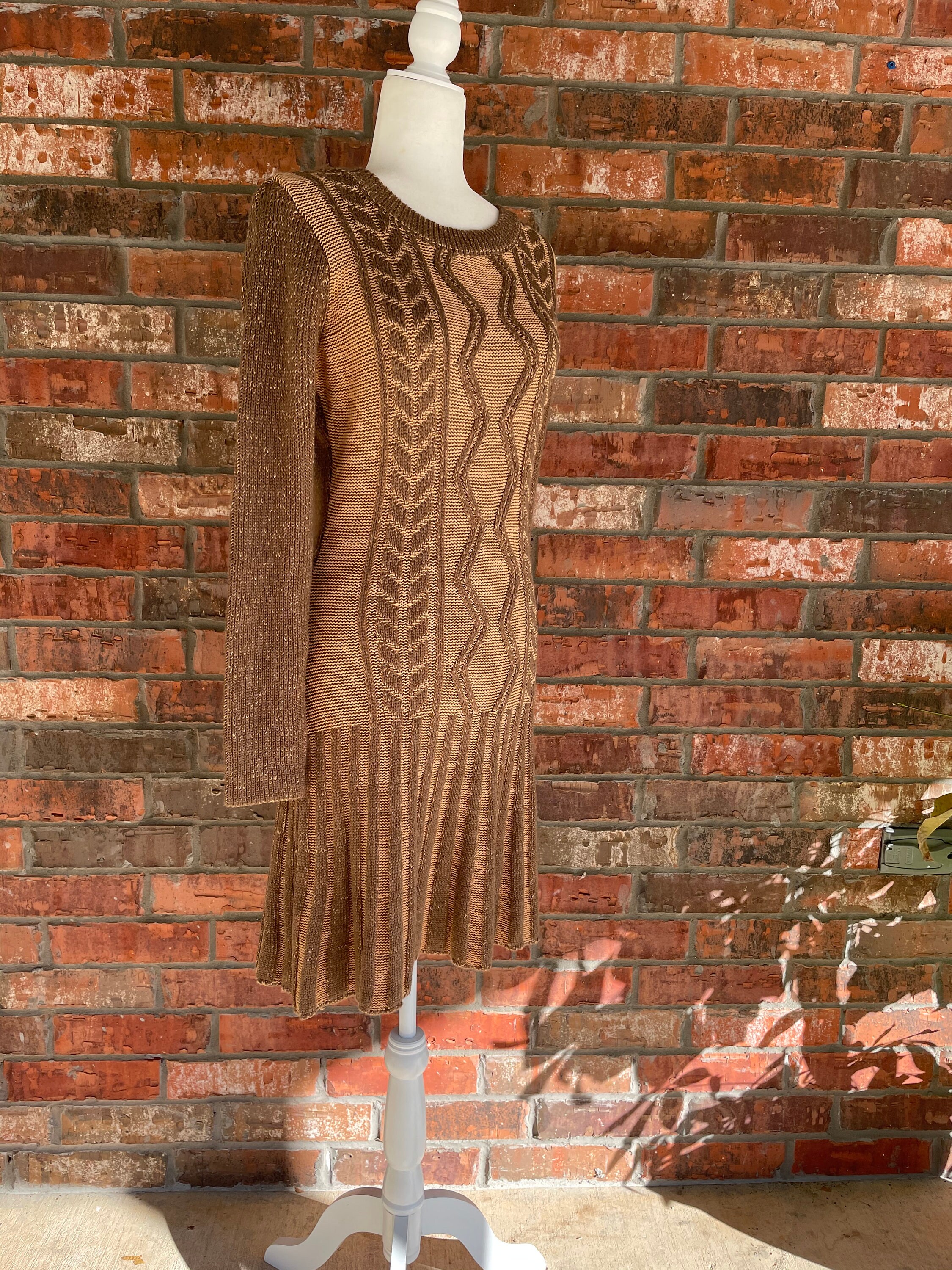 70s style cable knit sweater dress Medium M Venus y2k fit and | Etsy