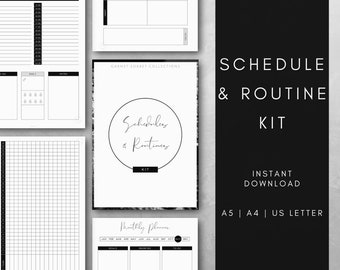 Printable Planner | Daily Weekly Monthly Planner | Routines Schedules Habits | A5, A4, US Letter | Instant Download | Elegant Design