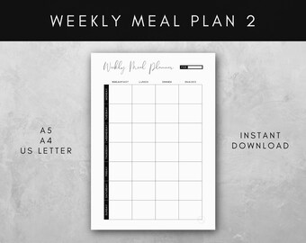 Bi-weekly Meal Planner Printable Fillable PDF Files A4 - Etsy