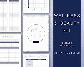 Wellness Self Care Fitness Planner Kit Printable Inserts Including Habit + Trackers in sizes A5 A4 & Letter