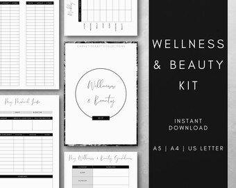 Wellness Planner | Printable Planner | Beauty & Health | Fitness Planner | A5, A4, US Letter | Instant Download | Elegant Design