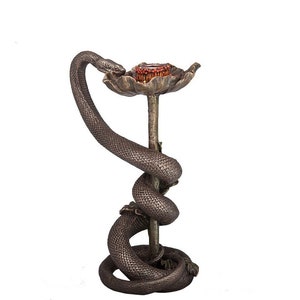 Snake on Poppy Candlestick.Snake candle holder.Poppy candleholder.