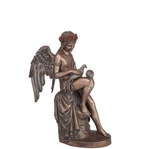 Eros Cupid with pigeons Bronzed  Statue Sculpture Figurine.Greek Mythlogy God of Love