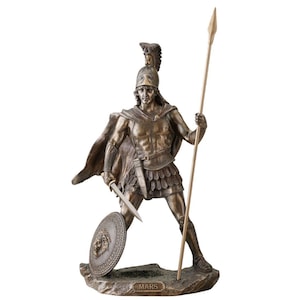 13 Inch Mars Roman God of War with Spear Staue. Mars Roman God Sculpture