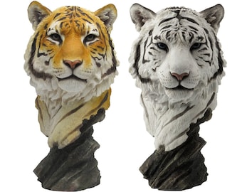 11 Inc Tiger head Bust. Tiger Sculpture. White Tiger Statue.Bengal Tiger Statue