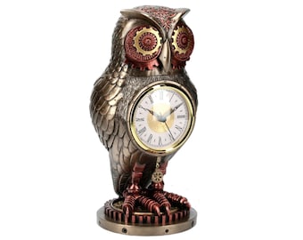 Steampunk Owl with Clock.Steampunk Figurine