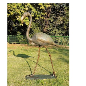 47Inches Solid Bronze Flamingo Sculpture. Garden Bronze Flamingo Decor. Large Garden yard Statue.