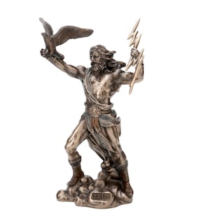 Greek God Zeus Holding Thunder and Eagle Statue