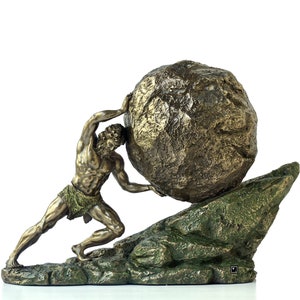 Sisyphus Statue.Sisyphus who pushes the Eternal Boulder.