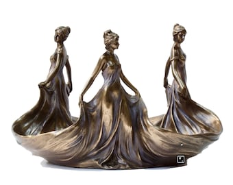 The Three Graces Fruit Bowl Greek Mythology Centerpiece Art Nouveau
