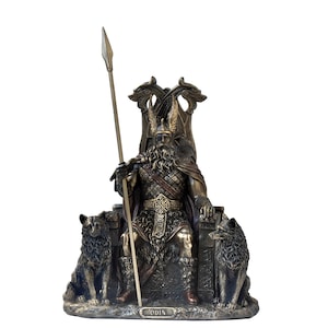 Odin statue Figurine.Norse gods.Odin.Thor.Loki.Nordic gods statue.Germanic God Father on Throne