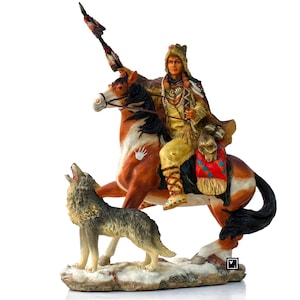 8.26 Inc Indian riding Horse with Wolf