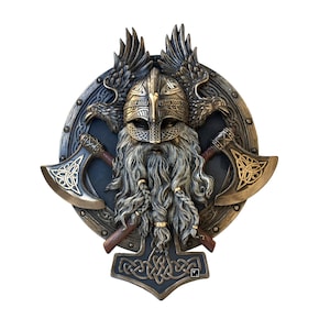 Viking Berserker Twin Axe Valhalla Wall Plaque