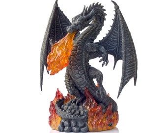 Fire Breathing Dragon Sculpture. Fantasy Dragon Figurine