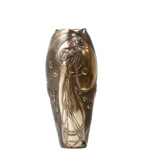 13.39 Inch Art Nouveau Large Vase with Girl and Rose Decor