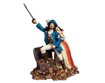 Figura de pirata con tesoro, diseño veronés