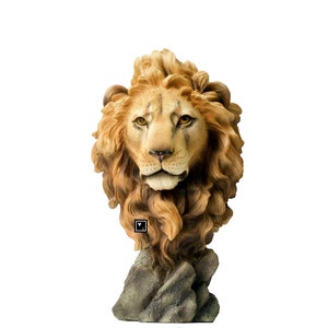 13 Inch Lion Head Bust Statue.