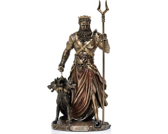 Hades con la estatua de Cerbero